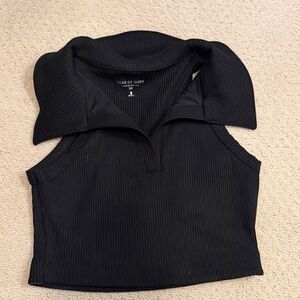 Year of Ours Black Ribbed Crop Top